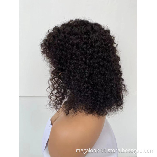 Peruvian Straight Double Drawn Jerry Curl Human Hair Wigs Full Machine Made Wigs Afro Curly No Lace Human Hair Wigs